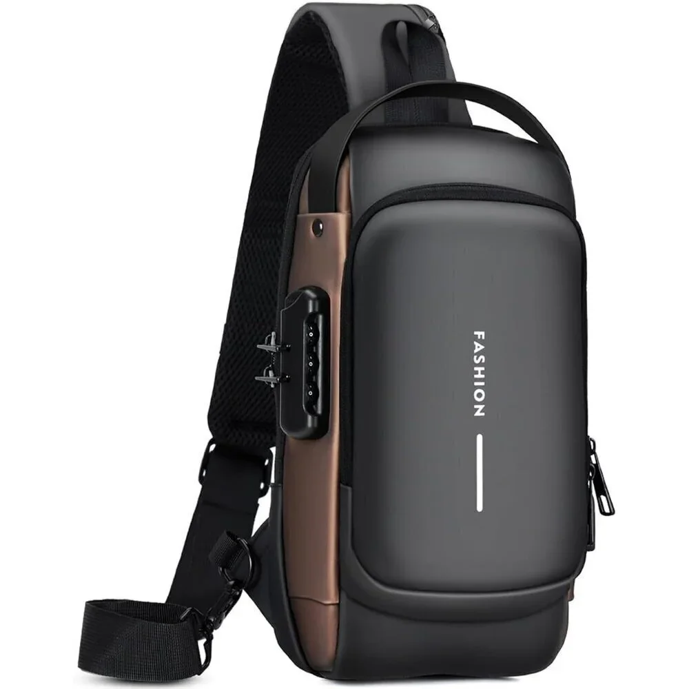 💫 Men Black PU Leather Crossbody Sling Anti-theft Chest Daily Shoulder Bag